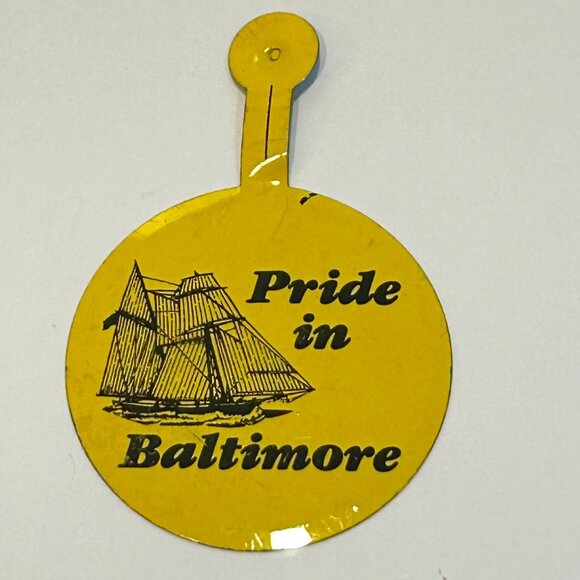 Pride In Baltimore Tin Metal Tourist Button Badge Fold Tab 1990s VINTAGE - Picture 1 of 3